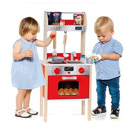 Cuisine Jouet en Bois Molto, avec 10 ustensiles et Accessoires Inclus, de Vraies Portes, Une Plaque à Induction, Un évier et Un Four. À partir de 3 Ans (Kitchen)