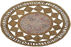 Dkd Home Decor Jute tapijt, boho-katoen, 160 x 160 x 0,5 cm