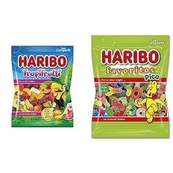 HARIBO Tropifrutti, 1 x 150 g & 000574 Favoritos Pica, 1 x 150 g