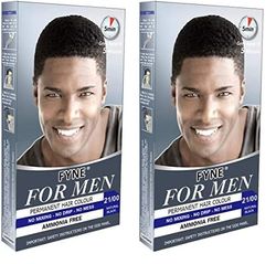 FYNE - Natural Black Permanent Hair Colour | Grey Hair Colouring for Men with Comb Applicator Included | Natural-Look Hair Dye | No Mixing Ready to Apply | Ammonia and Cruelty-Free (Pack of 2)