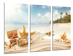 Quadro fotográfico paisagem mensagem numa garrafa de amor, estrelas do mar, praia, mar tamanho total: 97 x 62 cm XXL