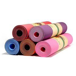 Yogamat, fitnessstudio, pilates, van TPE, antislip, met schouderriem, gevoerd, 183 x 61 cm
