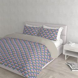 Fantasy Duvet Cover Set, Made in Italy, Microfibre, ZigZag, Double