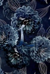 Letter L monogrammed journal with dark blue floral artwork: A lined notebook personalized with your initial on the front
