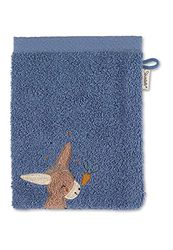 Sterntaler Ezel Emmilius Washandschoenen, 3 stuks, van badstof (katoen), kinderwashandjes in middenblauw, verschillende designs