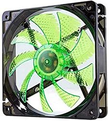 Nox Coolfan -NXCFAN120LG- Ventilador Caja PC 120mm, 9 aspas traslúcidas, rodamientos larga duración, 4 LEDs, silencioso, conector 3 y 4 pines, color verde - negro