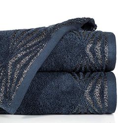 Eurofirany Cotton Towel Navy Blue Metal Stitching Glitter Stitching Pattern Border Set of 3 Oeko-Tex 70 x 140 cm 3