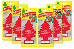 Little Trees Kit of 6 Arbre Magique Strawberry Perfumed Air Freshener Super Long Lasting Scent for Car, Home, Office, etc