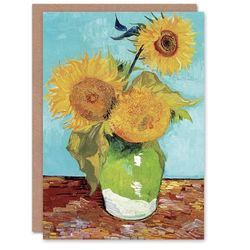 Artery8 Vincent van Gogh Art Card Vase with Three Sunflowers