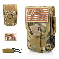 WYNEX Tactical Phone Pouch Molle,Smartphone Holster Bag EDC Utility Cellphone Lock Card Holder Organizer Fit for Waist Belt Case Include Tactical Gear Clip and U.S.A Patch