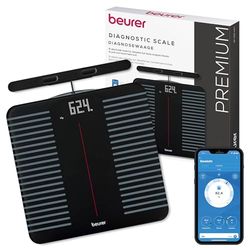 Beurer BF 990 WIFI Báscula de grasa corporal con sensores de mano, báscula personal digital con conexión a app, 25 valores de medición incl. grasa corporal y masa muscular, 8 electrodos, 180 kg