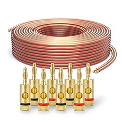 PureLink Luidsprekerkabel OFC 2 x 2,50 mm², (0,20 mm), 25,0 m, transparant, set van 8 banaanstekkers
