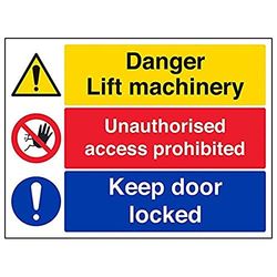 VSafety Lot de 3 panneaux "Lift Machinery/UnAuthority/Keep...", 400mm x 300mm, 3