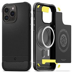 Spigen Funda Magnética Rugged Armor MagFit Compatible con iPhone 14 Pro MAX MagSafe - Negro Mate