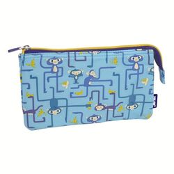 Tangled Monkeys etui, 5 vakken, blauw MILAN®