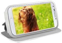 SBS Eco läderboksfodral med stativ för Samsung Galaxy S4 I9500 – vit