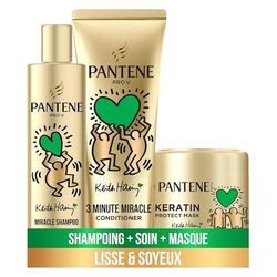 Keith Haring Art Collection Lisse & Soyeux Shampoing 250ml et Après-shampoing 3 Minute Miracle 220ml et Keratin Protect Masque Capillaire 300ml
