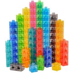 edxeducation Cubos de Enlace translúcidos - Juguete de construcción para matemáticas tempranas - Juego de 100-2 cm - Juguete de Mesa Ligero - Aprendizaje Preescolar y primario