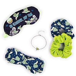 Peers Hardy Star Wars Baby Yoda Spa Set - Zip Cosmetische Pouch, Slaapmasker, Haarhanddoek, Paar Scrunchies en Sieraden Armband VS700685L