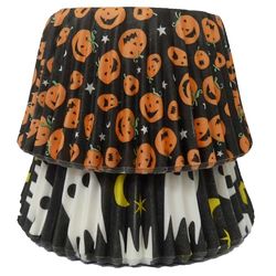 Scrumptious - Halloween Ghost and Pumpkin Cupcake Cases - 36 Greaseproof Paper Spooky Cupcake Cases - for Harry Potter and Autumn Themed Party Cakes and Bakes
