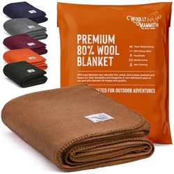 Woolly Mammoth Woolen Company Explorer Collection Couverture en Laine 66" x 90" Tan