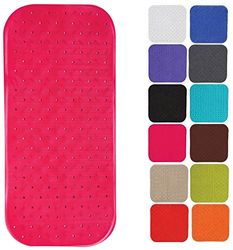 MSV Premium Shower Mat Bath Mat Bathtub Mat Antibacterial Non-Slip with Suction Cups – Pink – Smells of Roses – Approx. 36 x 97 cm – Washable at 60 °C