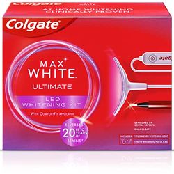 COLGATE - Kit Blanchiment Dentaire Max White à Domicile, Respecte l'Émail, Élimine Jusqu'à 20 Ans de Taches, Sérum blancheur et Lumière LED Alimentée par Smartphone