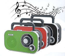Draagbare stereo radio met AUX IN en hoofdtelefoonaansluiting keukenradio (rood)