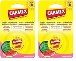 Carmex Bálsamo Labial SPF15, Tarro Sandía, 7,5g. Hidrata, protege, repara, calma y suaviza los labios. (Paquete de 2)