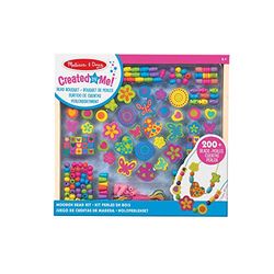 Melissa & Doug Conjunto de contas de madeira para fazer colares, contas para fazer jóias, pulseiras de amizade, jogo criativo, presente para meninas e meninos de 4, 5, 6 anos