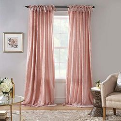 Elrene Home Fashions - Korena - 1 Rideau de fenêtre à nouettes en Velours froissé, Style Rustique et Chic pour Salon ou Chambre à Coucher, 132,1 x 213,4 cm, Rose poudré