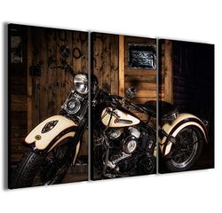 Stampe su Tela, Harley Davidson III Moderne afbeeldingen van 3 panelen al ingelijst, canvas, klaar om op te hangen, 120 x 90 cm