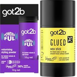 Bundle of got2b Powder'ful Volume Hair Styling Powder + got2b Glued Wax Stick