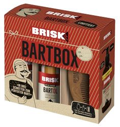 BRISK Confezione regalo per barba (edizione limitata) – Set composto da: 1 olio per barba 2 in 1 da 30 ml + 1 shampoo per barba 3 in 1 da 200 ml + 1 elegante pettine in legno, 230 ml