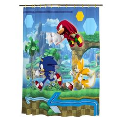 Franco Sonic Anime Ensemble Rideau de Douche et Anneaux 13 pièces (Produit sous Licence Officielle)