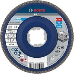 Bosch 1 disque à lamelles Pro Metal X571 pour X-Lock (pour acier inoxydable, diamètre 115 mm, grain 60, accessoires professionnels, meuleuse d'angle)