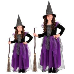 Widmann - Children's Witch Costume, Floor-Length Dress and Witch Hat, Magician, Fairy Tale Costume