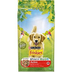 Purina Friskies Active Kroketten voor honden met rundvlees, 4 verpakkingen à 4 kg