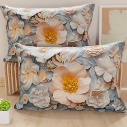 PETTI Artigiani Italiani - Lot de 2 Taies d'Oreillers 50x80 cm 100% Microfibre Hypoallergénique, Housse Oreiller Rectangulaire Motif Floral 05 20, Paquet de 2, Fabriqué en Italie