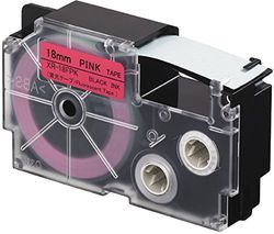 CASIO EZ-Label Printer XR-18FPK Fluorescent Label Tape Self-Adhesive 18 mm x 5.5 m Black on Pink