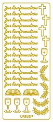 Ursus 59300031 creatieve stickers, vormsel, goud, 5 vellen, zelfklevend, ideaal voor het maken van kaarten en het decoreren van geschenken, stickervel ca. 10 x 23 cm