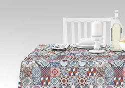 Doge Milano Nappe avec impression numérique, 100% Made in Italy Nappe antidérapante pour salle à manger, lavable et antitache, Modèle Maiolica - Reannon, cm 140x140