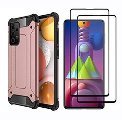 GOGME Cover compatibile con Samsung Galaxy A72 5G + 2 vetro temperato, protezione corpo integrale a 360 gradi di qualità militare, custodia antiurto a doppio strato TPU + PC, oro rosa