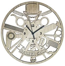 Instant Karma Clocks | Barber Shop Wall Clock – Vintage Style – Silent No-Ticking | Perfect for Beauty Salon Hairdressing Professional – Unique Decoration