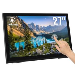 ATLANTIS A05-T27A-VHDM Monitor Touch 27 pollici, Touchscreen 10 tocchi, Full HD 1920x1080, HDMI VGA DP, inclinabile 15°-50°, Vetro Protettivo 7H, Contrasto 1000:1, Angolo 178/178,Vesa 100