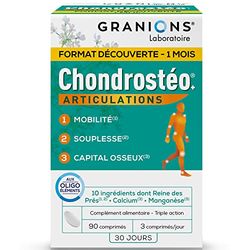 GRANIONS - Chondrosteo + Articulations - Harpagophytum - Glucosamine Chondroïtine - MSM - Bambou - 90 unités - 1 Mois