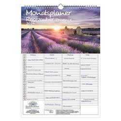 Reisezauber Provence Planificador de pared, planificador familiar, 4 columnas, A3, calendario para 2024, vacaciones, Mediterráneo, Francia Seelenzauber
