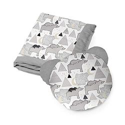 Kospu set di biancheria da letto e cuscino per neonati in cotone e velluto, imbottitura 100% poliestere, coperta per dormire 75 x 100 cm, cuscino per dormire orso æ40 cm