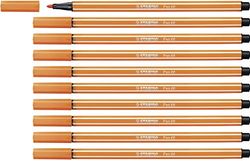 Marcador premium STABILO Pen 68, caixa com 10 unidades cor de vermelhão pálido