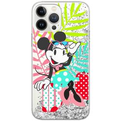 ERT GROUP mobiltelefonfodral för Apple Iphone 13 PRO originalt och officiellt licensierat Disney mönster Minnie 029 Vit optimalt anpassad till formen på mobiltelefonen, med glitter overflow-effekt